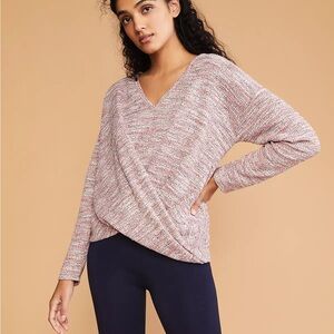 Lou & Grey Tweedy Twist Front Top Pink Multi Womens Small